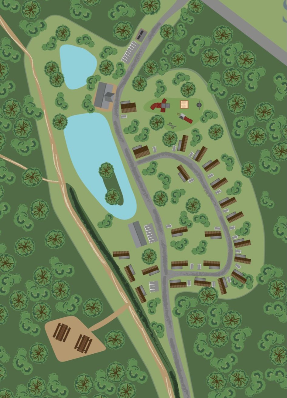 Illustration of Swanlake's lakeside layout